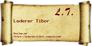 Lederer Tibor névjegykártya